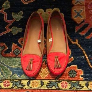 Red grosgrain tassel loafers